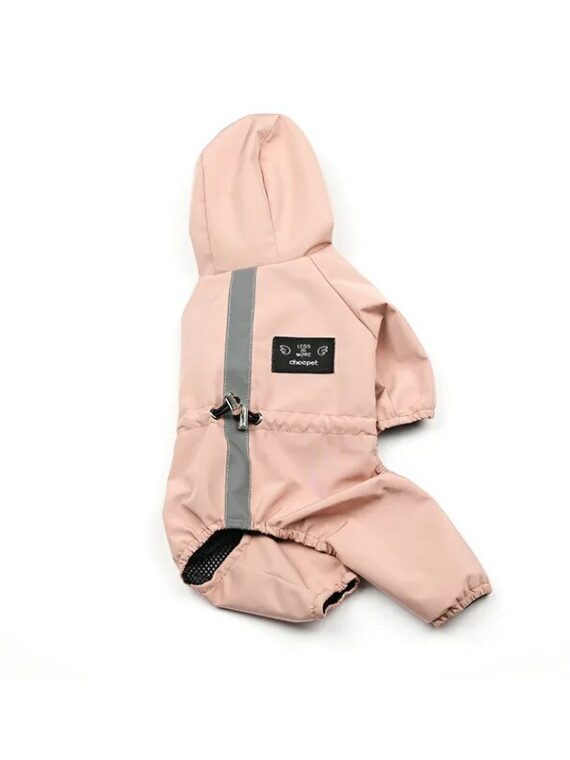 Waterproof Reflective Dog Raincoat Hoodie Jumpsuit - Polyester, Pink/Blue, S-XL, for Small/Medium Dogs